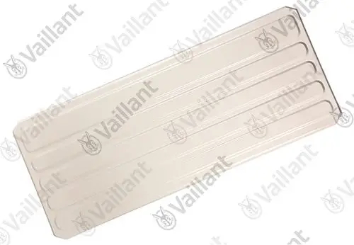 Vaillant Abdeckung für Klimaanlage in neutraler Farbe mit mehreren Längsrillen, geeignet zum Abdecken eines bestimmten Bereichs des Geräts.
